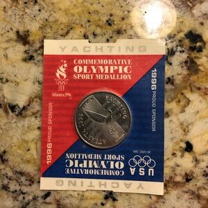 Commemorative Olympic Yachting Sport Medallion - Red, Blue, Silver